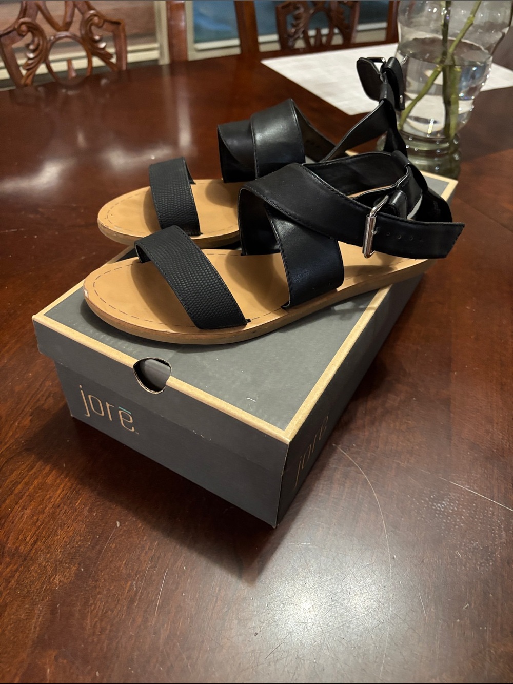 Black Women's Strappy Flat Sandals